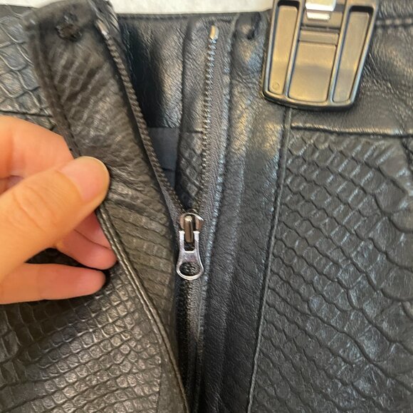 VINCE Pencil Skirt Snake Embossed Wrapped Leather Pockets Lined Graphite Size 8 - Picture 6 of 16